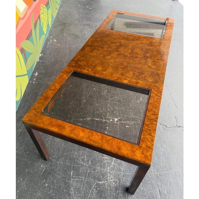Late 20th Century Century Burl & Smoked Glass Dining Set For Sale - Image 5 of 17