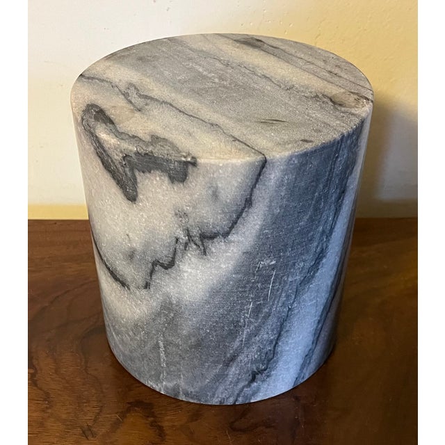 Mid-Century Italian Gray Marble Cylindrical Brush Pot or Wine Cooler Bottle Coaster For Sale - Image 12 of 12