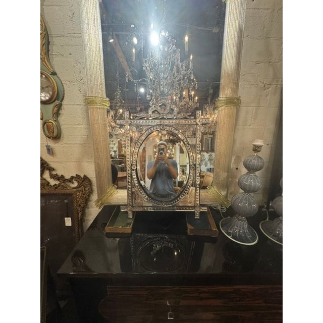 Traditional Antique Venetian Etched Mirror For Sale - Image 3 of 8
