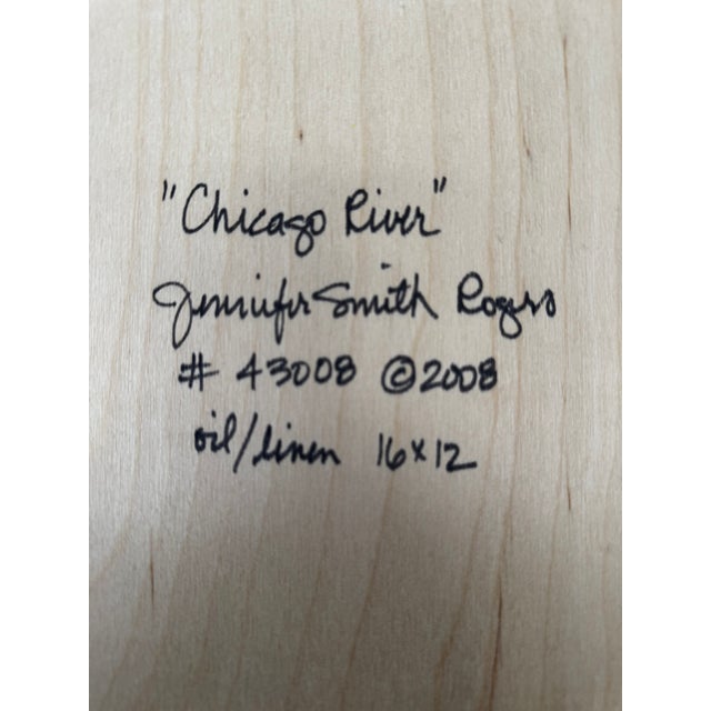 Gold Jennifer Smith Rogers Chicago Cityscape Oils (Pair), 2008 – Framed – Wells Gallery Provenance For Sale - Image 8 of 13