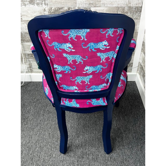 Whimsical update to Louis XV-style chair. Fresh animal themed upholstery and paint create a modern accent chair to...