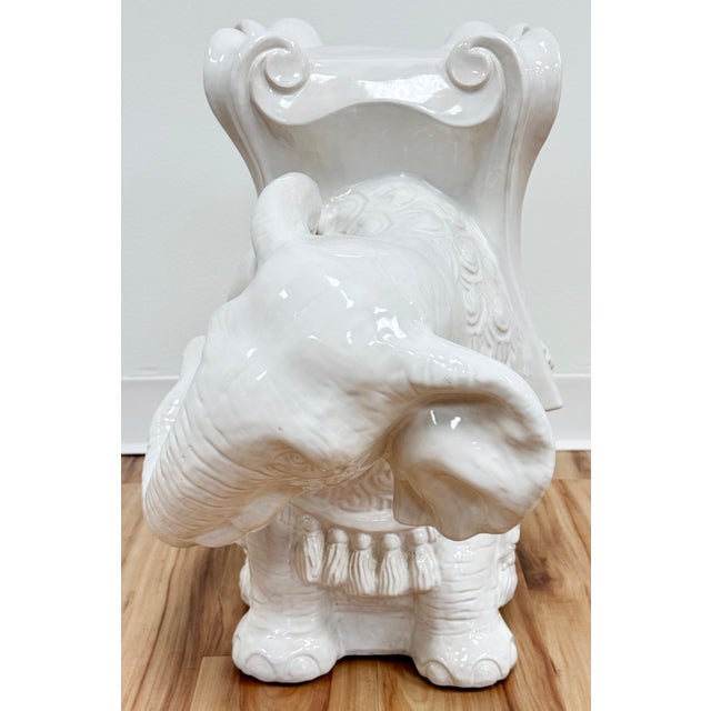 Vintage Ivory Ceramic Elephant Table or Garden Stool For Sale In Kansas City - Image 6 of 10
