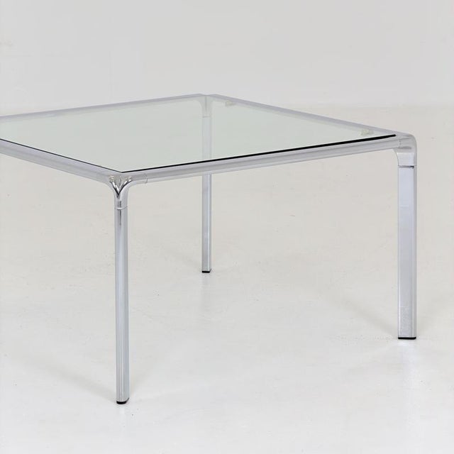 Mid-Century Modern Italian Bauhaus Square Coffee Table in Chrome and Glass, 1980s For Sale - Image 11 of 16