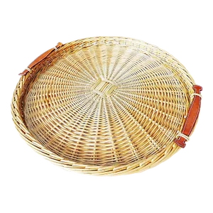 Hermes Wicker Tray with Leather Handles