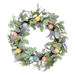 Lavender Egg Floral Wreath 22"D For Sale