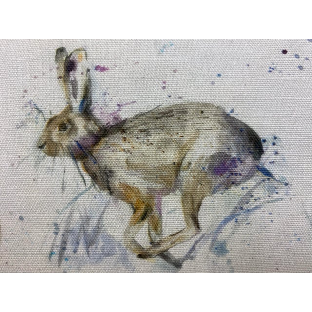 Large Bolster Pillow Adorned With a Fluffle of Rabbits- Made in Uk. For Sale - Image 9 of 13