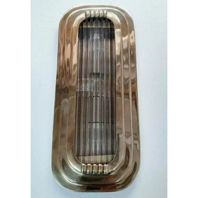 Vintage Art Deco Rod Ship Sconce in Brass & Glass For Sale - Image 4 of 7