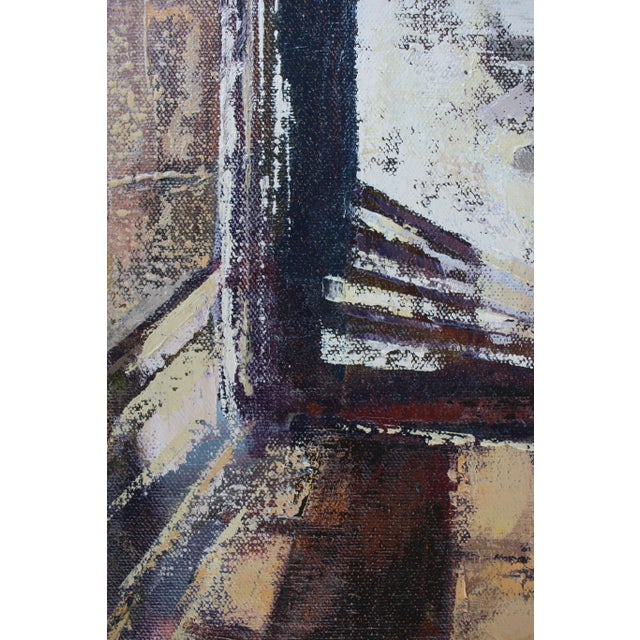 Traditional "Bridge Into Light" Contemporary Abstract Architectural Italian Oil Painting, Framed For Sale - Image 3 of 7