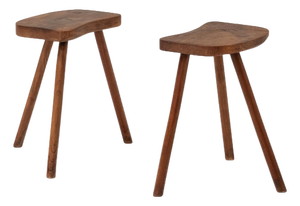 Mid-Century French Tripod Side Stools, 1950s, Set of 2