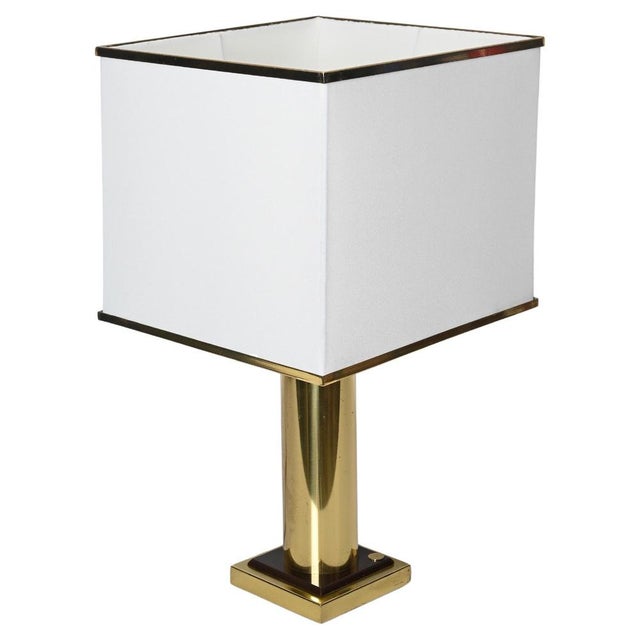 Table Lamp in Brass and White Silk Lampshade, Italy, 1970s For Sale - Image 14 of 14