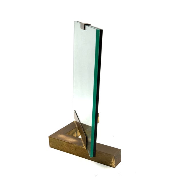 Hollywood Regency Brass & Glass Picture Frame, in the Manner of Gabriella Crespi Italy 1970s For Sale - Image 6 of 15