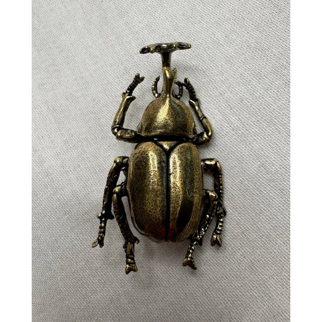 Victorian Pair of Vintage Victorian Revival Solid Brass Beetle Cabinet Knobs Hardware For Sale - Image 3 of 12