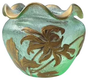Enameled Vase Floral Decor by Montjoye & Legras
