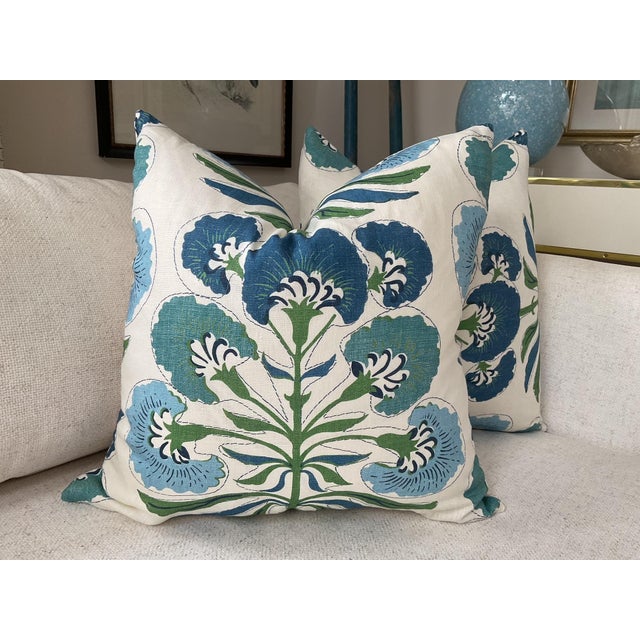 Mid-Century Modern Thibaut Floral Designer Pillow Bundle in “Tybee Tree” and Anna French "Julian" - Set of 4 For Sale - Image 3 of 7