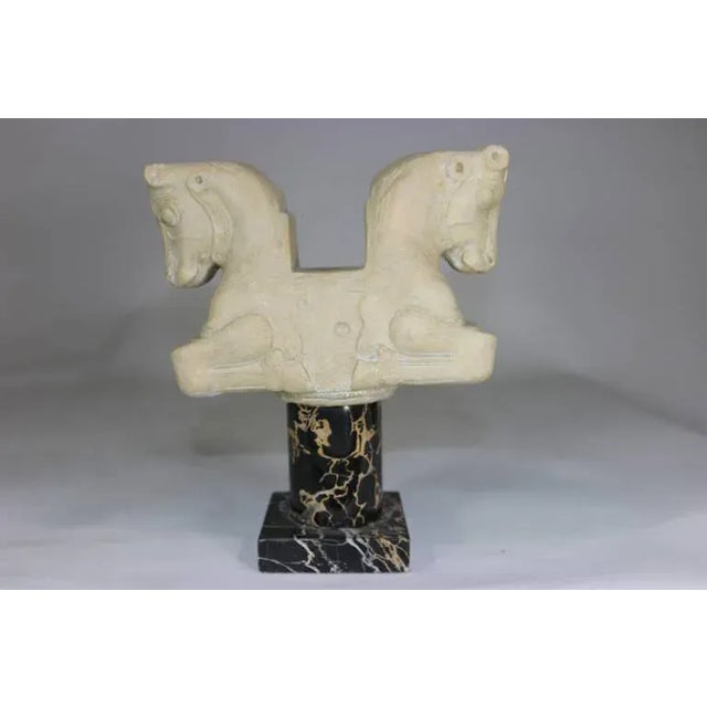 Vintage 'Louvre' Paris Classical Statues Bookend Bulls on Marble Pedestal - a Pair For Sale - Image 4 of 9
