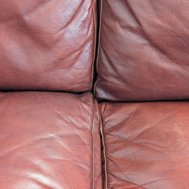 Animal Skin Viewpoint Leather Works Classic Leather Loveseat With Rolled Arms and Stud Accents For Sale - Image 7 of 8