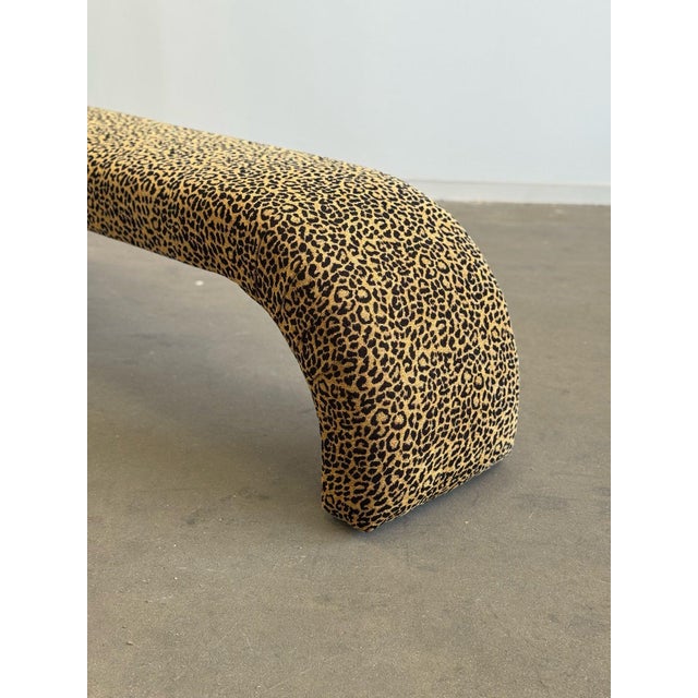 Textile 1960s Custom Made Waterfall Bench in Leopard Fabric For Sale - Image 7 of 9
