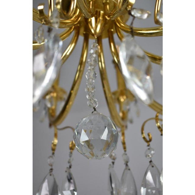Brass 1950's Italian Crystal Chandelier by Oscar Tolasco for Lumi Milano For Sale - Image 8 of 13