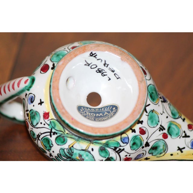 Vintage, Italian Deruta Ceramiche Aladdin Finger Candlestick Holder For Sale - Image 6 of 7
