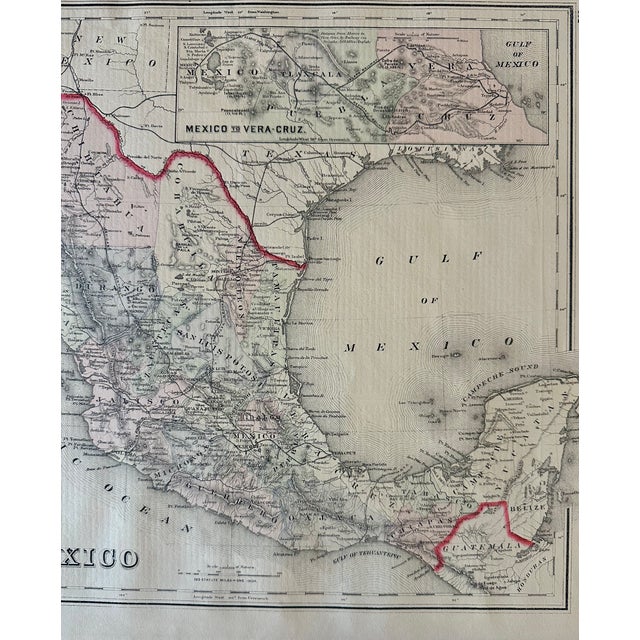 Original engraving of Mexico with inset of Mexico to Vera Cruz and Tehuantepec by O.W. Gray as part of his "National...