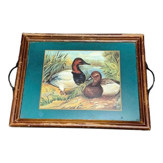 Vintage Wood Duck Mallard Decor Pimpernel Tray For Sale