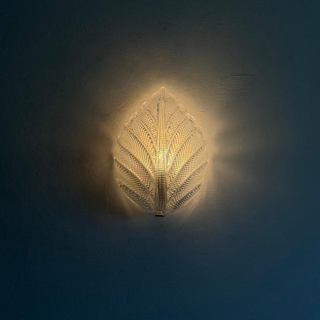 Vintage Leaf Wall Light by Fritz Kurz for Orrefors, Sweden, 1970s For Sale - Image 11 of 18