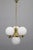 Art Deco Brass Chandelier with Opaline Glass, Czechoslovakia, 1930s For Sale - Image 3 of 11