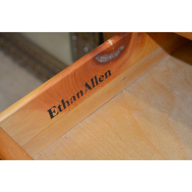 Wood 1970s Vintage Arts & Crafts Shaker Ethan Allen Pine Side Table W/ Drawer - Country Craftsman Collection For Sale - Image 7 of 18