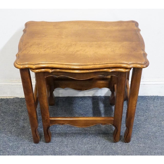 French Country Ethan Allen Country French Collection Solid Birch Accent Nesting End Tables 26-8305 For Sale - Image 3 of 18