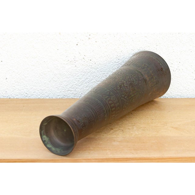 20" Tall Antique Calligraphic Bronze Vessel For Sale - Image 4 of 9