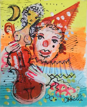 Charles Cobelle, Clown 6 , Acrylic on Canvas, Signed Lower Right