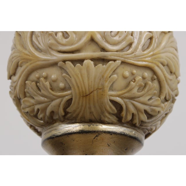 Pair Uttermost Acanthus Leaf Carved Urn Lamps For Sale - Image 13 of 16