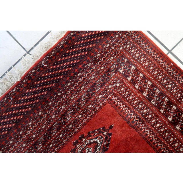 Textile 1950s, Handmade Vintage Uzbek Bukhara Rug 3' X 5.1' For Sale - Image 7 of 13
