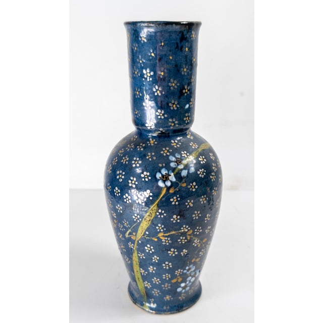 Japonisme 19th Century French Art Pottery Hand Painted Vase in Aesthetic Japonisme Style For Sale - Image 3 of 10