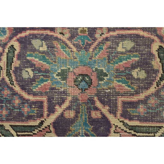 Tabriz Rug 9’7” X 12’7” Pink Wool Vintage Distressed Hand-Knotted Carpet For Sale - Image 11 of 15