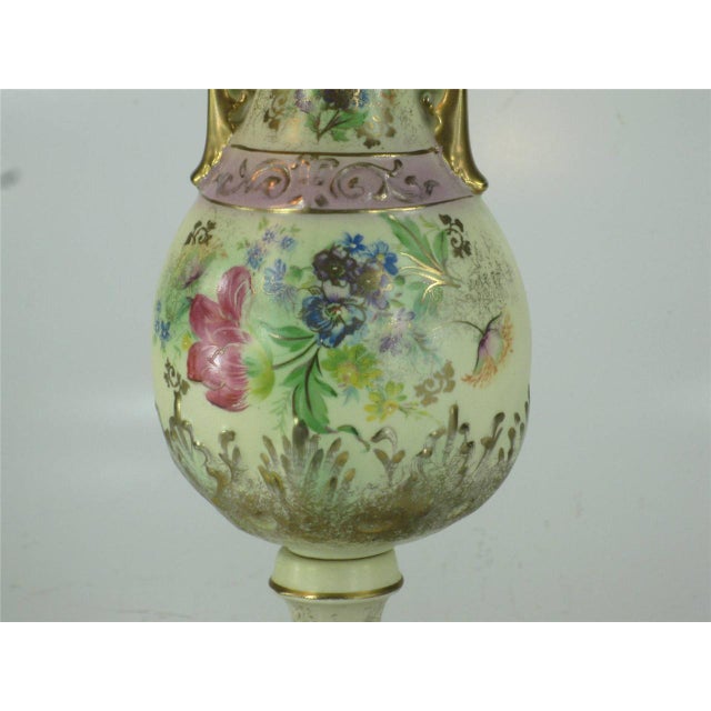 1930s Beckwith China Victorian Style Hand Painted Gold Urn Porcelain For Sale - Image 9 of 12