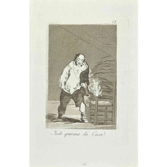 Francisco Goya, Y se le quema la casa, Etching, 1799 For Sale