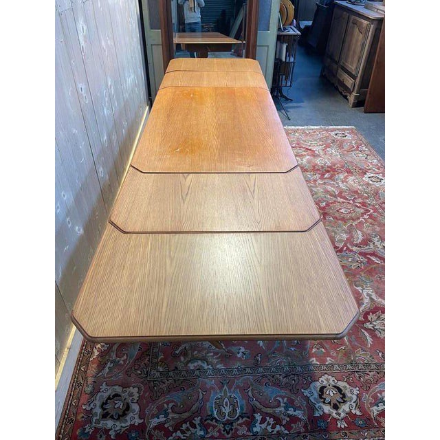 Oak Dining Table with Integrated Extensions For Sale - Image 6 of 7