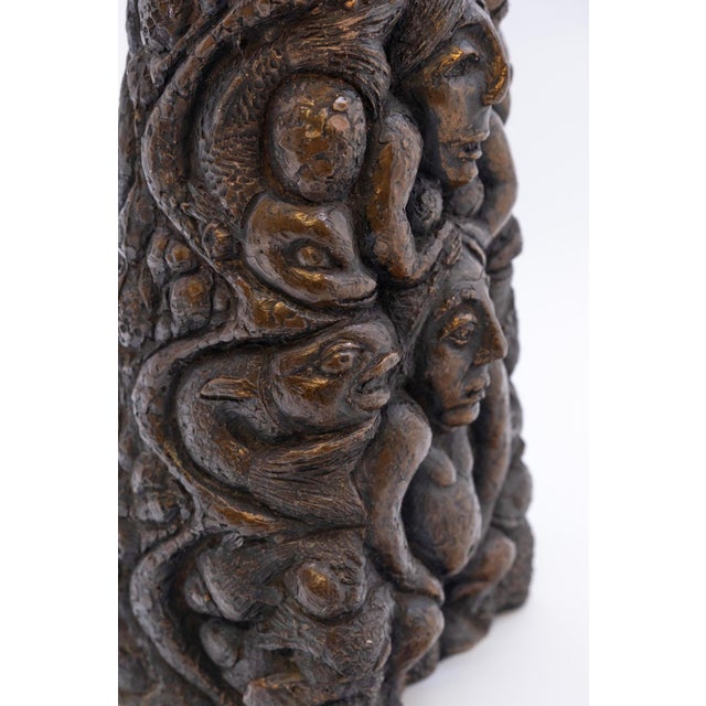 Large Bronzed and Pottery Figurative Table Lamp, 1970s For Sale - Image 3 of 13