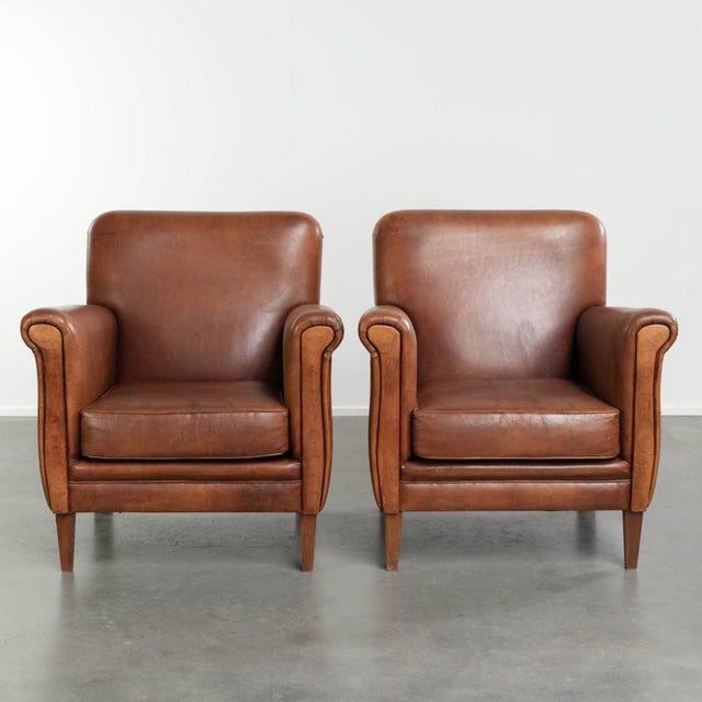 Vintage Sheepskin Leather Armchairs, Set of 2 For Sale - Image 15 of 15