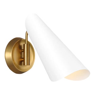 AERIN By Visual Comfort Studio Tresa 1-Light Sconce in Matte White and Burnished Brass For Sale