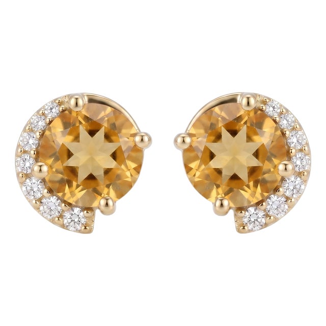 Natural Citrine Gemstone Studs - Dainty 925 Silver Handmade Studs for Woman - A Pair For Sale