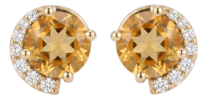 Natural Citrine Gemstone Studs - Dainty 925 Silver Handmade Studs for Woman - A Pair
