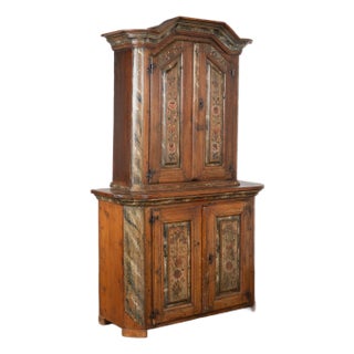 Early 19th Century Original Painted Pine Swedish Cabinet Cupboard For Sale