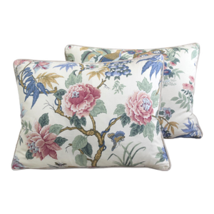 Schumacher Chinoiserie Floral Feather/Down Pillow Set of Two
