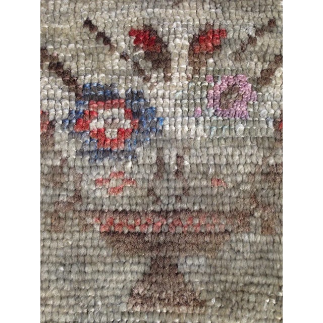 Square Turkish Vintage Oushak Rug With All-Over Flower Bouquet Pattern For Sale - Image 4 of 6