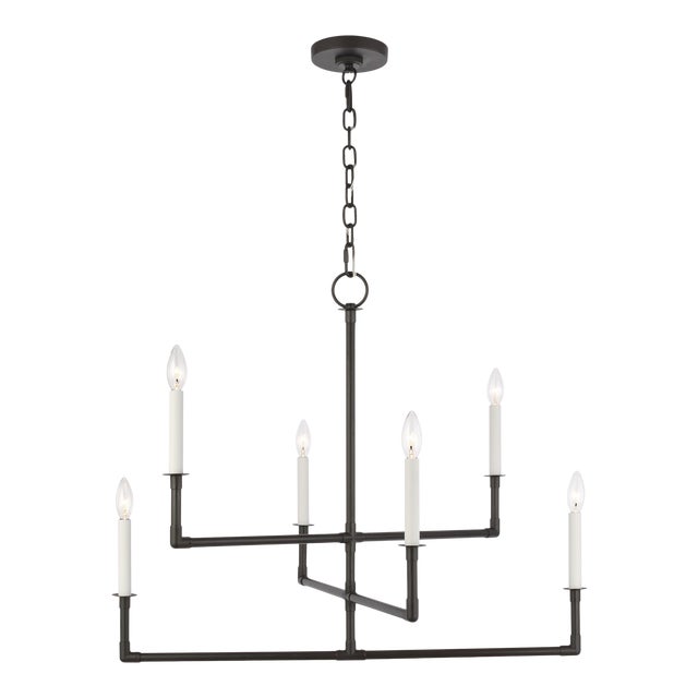 Chapman & Myers by Visual Comfort Studio Bayview Medium Chandelier, Black For Sale