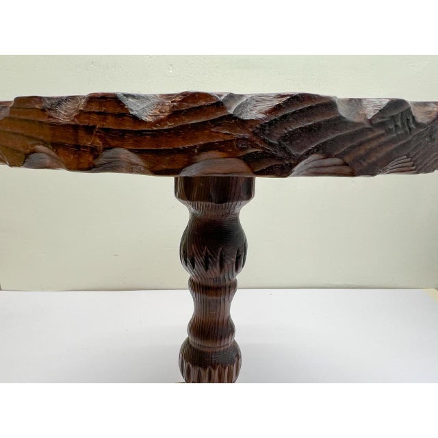 Spanish Colonial Carved Wooden Side Table, 1950s For Sale - Image 9 of 13