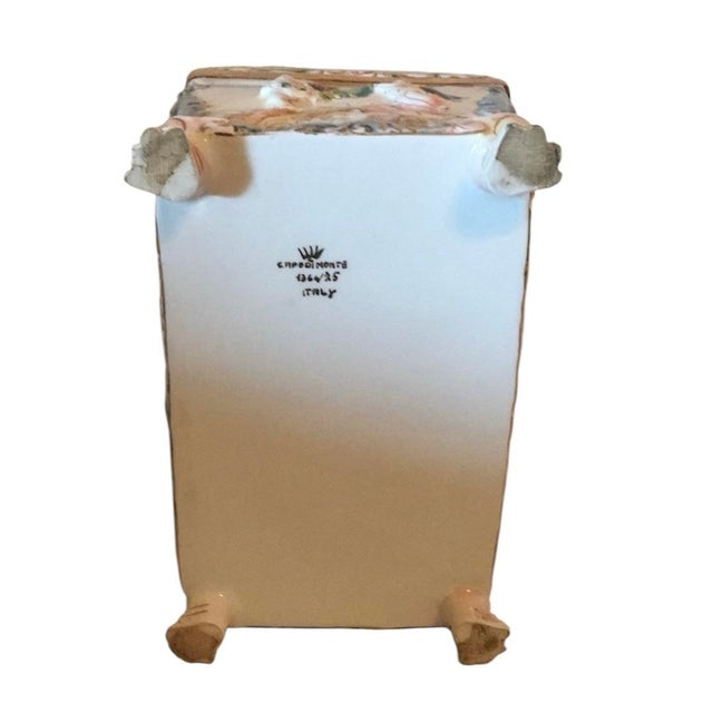 Ceramic Very Large Antique Capodimonte Hinged Jewelry Casket/Box With Raised Cherubs For Sale - Image 7 of 9