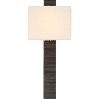 Anne-Marie Barton for Visual Comfort Signature Fumar 23" Tail Sconce in Ridged Carbon with Bouclé Shade For Sale